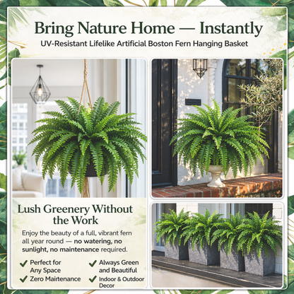 UV-Resistant Lifelike Artificial Boston Fern