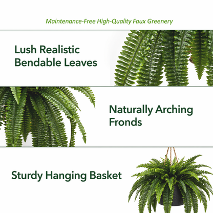 UV-Resistant Lifelike Artificial Boston Fern