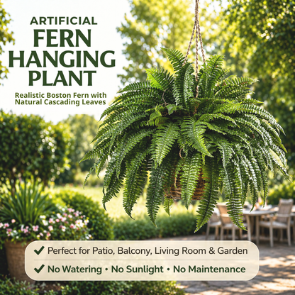 UV-Resistant Lifelike Artificial Boston Fern